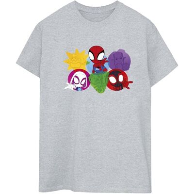 Marvel Damska / Damska Bawełniana Koszulka Chłopięca Spidey I Jego Niesamowici Przyjaciele Z Twarzami (XXXXS / Jasnoszary) Marvel Damska / Damska Bawełniana Koszulka Chłopięca Spidey I Jego Niesamowici Przyjaciele Z Twarzami (XXXXS / Jasnoszary)