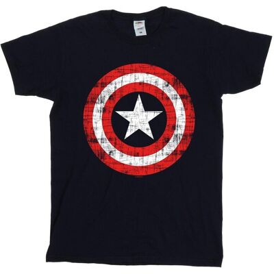 Marvel Koszulka Damska / Damska Avengers Captain America Scratched Shield Cotton Boyfriend T-Shirt (XXXXXS / Granatowy) Marvel Koszulka Damska / Damska Avengers Captain America Scratched Shield Cotton Boyfriend T-Shirt (XXXXXS / Granatowy)