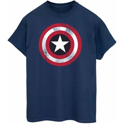 Marvel Koszulka Damska / Damska Captain America Distressed Shield Cotton Boyfriend T-Shirt (3XL / Granatowy) Marvel Koszulka Damska / Damska Captain America Distressed Shield Cotton Boyfriend T-Shirt (3XL / Granatowy)