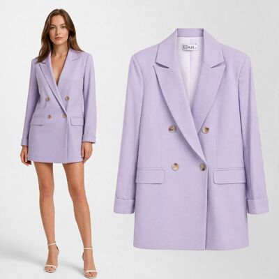 Inny producent Marynarka Damska Żakiet Z Kieszeniami Casual Elegancki Długi Fioletowy EDAN XS Inny producent Marynarka Damska Żakiet Z Kieszeniami Casual Elegancki Długi Fioletowy EDAN XS