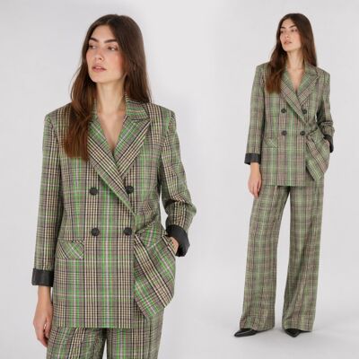 Inny producent Marynarka Damska Żakiet Z Kieszeniami Casual W Kratę Zielony EDAN S Inny producent Marynarka Damska Żakiet Z Kieszeniami Casual W Kratę Zielony EDAN S