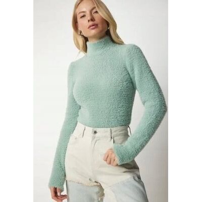 Inny producent MIĘTOWY SWETER DAMSKI Z DŁUGIM RĘKAWEM I GOLFEM PLUSZOWY S/M 5GA* Inny producent MIĘTOWY SWETER DAMSKI Z DŁUGIM RĘKAWEM I GOLFEM PLUSZOWY S/M 5GA*