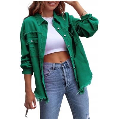 Inny producent Modna Koszula Damska Kurtka Jeansowa Casualowa Luźna Bluza Zielona Green Inny producent Modna Koszula Damska Kurtka Jeansowa Casualowa Luźna Bluza Zielona Green