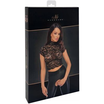 Inny producent Noir Libido Top koronkowy czarny kwiatowy, krótki rękaw, M Inny producent Noir Libido Top koronkowy czarny kwiatowy, krótki rękaw, M