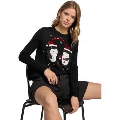 Inny producent ONLY CZARNY SWETER ŚWIĄTECZNY Z APLIKACJĄ PINGWINÓW S 6FA Inny producent ONLY CZARNY SWETER ŚWIĄTECZNY Z APLIKACJĄ PINGWINÓW S 6FA