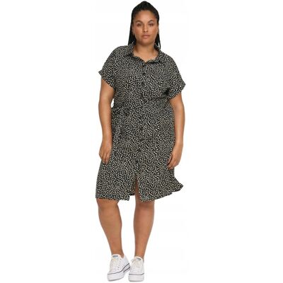 ONLY PLUS SIZE CZARNA SUKIENKA W BIAŁY NIEREGULARNY WZÓR 48 6BA ONLY PLUS SIZE CZARNA SUKIENKA W BIAŁY NIEREGULARNY WZÓR 48 6BA