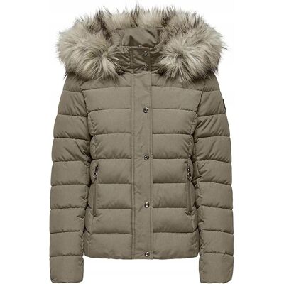 ONLY ZIMOWA KURTKA PIKOWANA Z KAPTUREM Z FUTERKIEM KHAKI XS J7A ONLY ZIMOWA KURTKA PIKOWANA Z KAPTUREM Z FUTERKIEM KHAKI XS J7A