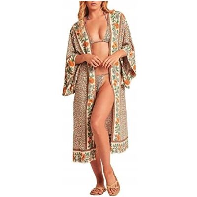 Inny producent Pareo Kimono Narzutka Na Strój Plaże Kwiatowy Wzór Inny producent Pareo Kimono Narzutka Na Strój Plaże Kwiatowy Wzór