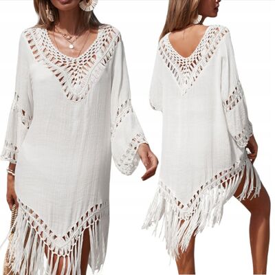 SNM Pareo Letnia Tunika Boho Sukienka Plażowa Frędzle Zwiewna Narzutka Na Plażę SNM Pareo Letnia Tunika Boho Sukienka Plażowa Frędzle Zwiewna Narzutka Na Plażę