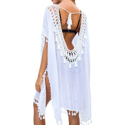 Luvu Pareo plażowe tunika boho sukienka biała Luvu Pareo plażowe tunika boho sukienka biała
