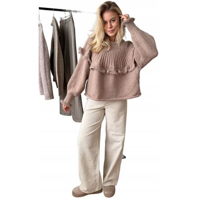 Inny producent PIECES BEŻOWY SWETER Z FALBANĄ I RĘKAWEM BALONOWYM L 6FA Inny producent PIECES BEŻOWY SWETER Z FALBANĄ I RĘKAWEM BALONOWYM L 6FA