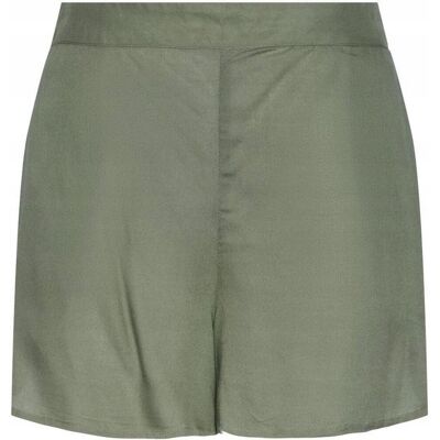 PIECES KLASYCZNE SPODENKI KHAKI Z WISKOZY BEZ ZAPIĘCIA S X_A PIECES KLASYCZNE SPODENKI KHAKI Z WISKOZY BEZ ZAPIĘCIA S X_A