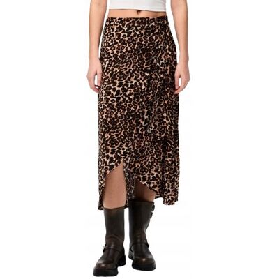 PIECES SPÓDNICA MIDI W PANTERKĘ Z WYSOKIM STANEM XL XQA PIECES SPÓDNICA MIDI W PANTERKĘ Z WYSOKIM STANEM XL XQA