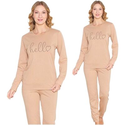 PIŻAMA DAMSKA BAWEŁNIANA MORELLA DŁUGI RĘKAW DŁUGIE SPODNIE BRĄZOWA HOMEWEAR ELEGANCKA XL PIŻAMA DAMSKA BAWEŁNIANA MORELLA DŁUGI RĘKAW DŁUGIE SPODNIE BRĄZOWA HOMEWEAR ELEGANCKA XL