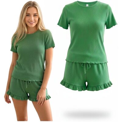 morella PIŻAMA DAMSKA ELEGANCKA WYGODNA DWUCZĘŚCIOWA Z FALBANKĄ KOMPLET KRÓTKA LETNIA HOMEWEAR STRÓJ DOMOWY S morella PIŻAMA DAMSKA ELEGANCKA WYGODNA DWUCZĘŚCIOWA Z FALBANKĄ KOMPLET KRÓTKA LETNIA HOMEWEAR STRÓJ DOMOWY S