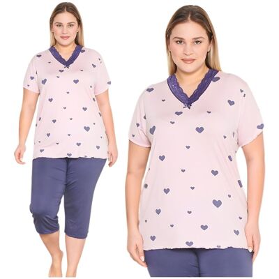 PIŻAMA DAMSKA MORELLA WISKOZA ELEGANCKA PLUS SIZE DUŻE ROZMIARY KRÓTKI RĘKAW SPODNIE 3/4 4XL PIŻAMA DAMSKA MORELLA WISKOZA ELEGANCKA PLUS SIZE DUŻE ROZMIARY KRÓTKI RĘKAW SPODNIE 3/4 4XL