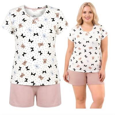 PIŻAMA DAMSKA MORELLA WISKOZA KRÓTKA LETNIA WYGODNA DWUCZĘŚCIOWA BEŻOWA W MISIE DUŻE ROZMIARY PLUS SIZE 4XL PIŻAMA DAMSKA MORELLA WISKOZA KRÓTKA LETNIA WYGODNA DWUCZĘŚCIOWA BEŻOWA W MISIE DUŻE ROZMIARY PLUS SIZE 4XL