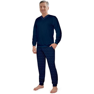 Odzież Martel Piżama Męska M Długi Rękaw Długie Spodnie Bawełniana Elegancka Granatowa Odzież Martel Piżama Męska M Długi Rękaw Długie Spodnie Bawełniana Elegancka Granatowa