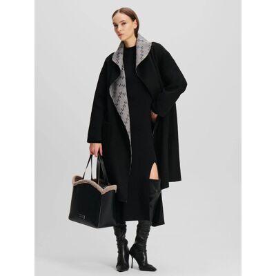 Płaszcz damski Karl Lagerfeld 246W1502 czarny monogram - Coat: 34 Płaszcz damski Karl Lagerfeld 246W1502 czarny monogram - Coat: 34