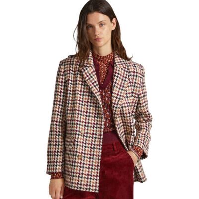 Płaszcz damski Pepe Jeans Romina przejściowy w pepitkę brązowy -M Płaszcz damski Pepe Jeans Romina przejściowy w pepitkę brązowy -M