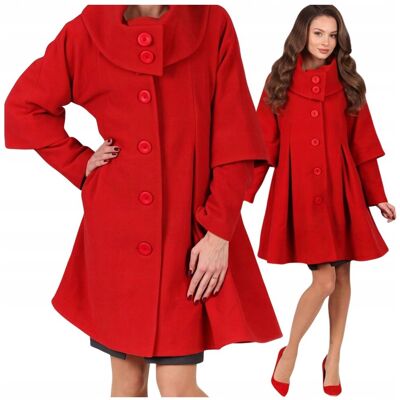 Modus Płaszcz zimowy damski wełniany czerwony kurtka elegancki kołnierz 46B Modus Płaszcz zimowy damski wełniany czerwony kurtka elegancki kołnierz 46B
