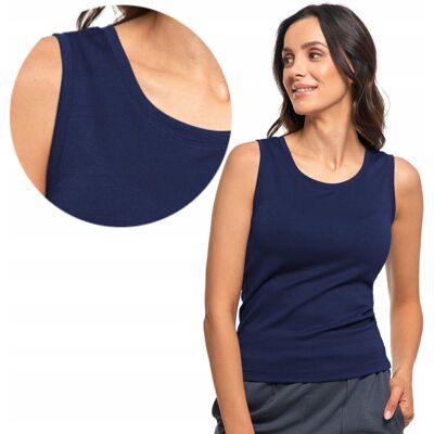 Podkoszulek Damski Bez Rękawów Gładki Top T-Shirt Koszulka Moraj Xl Navy Podkoszulek Damski Bez Rękawów Gładki Top T-Shirt Koszulka Moraj Xl Navy