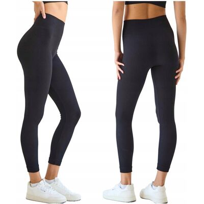 Inny producent Prążkowane legginsy damskie z wysokim stanem czarne z mikrofibry Legs S/M Inny producent Prążkowane legginsy damskie z wysokim stanem czarne z mikrofibry Legs S/M
