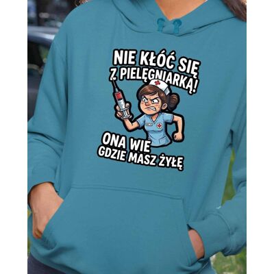 TeeLove Prezent dla Pielęgniarki Śmieszna Bluza z kapturem Niebieska M TeeLove Prezent dla Pielęgniarki Śmieszna Bluza z kapturem Niebieska M