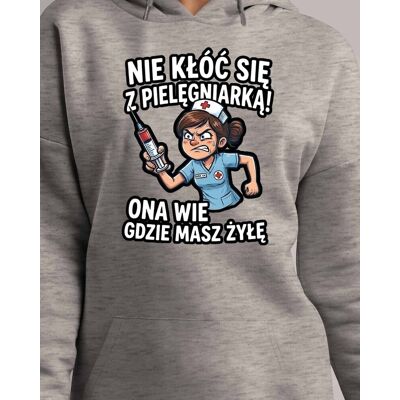 TeeLove Prezent dla Pielęgniarki Śmieszna Bluza z kapturem Szara M TeeLove Prezent dla Pielęgniarki Śmieszna Bluza z kapturem Szara M