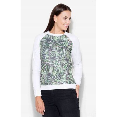 Inny producent prosta BLUZA damska gładka NA NAPY z printem liście S Inny producent prosta BLUZA damska gładka NA NAPY z printem liście S