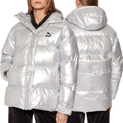 Puma kurtka zimowa damska puchowa srebrna oversize 589584 10 M Puma kurtka zimowa damska puchowa srebrna oversize 589584 10 M