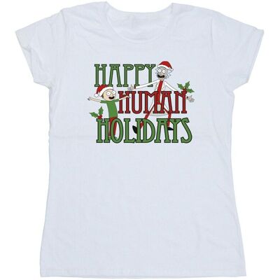 Rick And Morty Bawełniana Koszulka Damska / Damska Happy Human Holidays (L / Ciepły Biały) Rick And Morty Bawełniana Koszulka Damska / Damska Happy Human Holidays (L / Ciepły Biały)