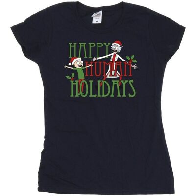 Rick And Morty Bawełniana Koszulka Damska / Damska Happy Human Holidays (L / Granatowy) Rick And Morty Bawełniana Koszulka Damska / Damska Happy Human Holidays (L / Granatowy)