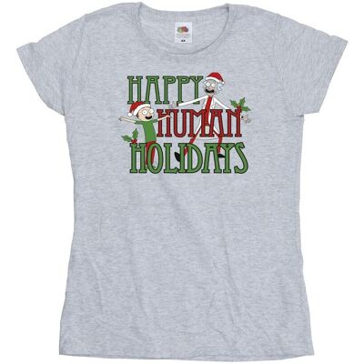 Rick And Morty Bawełniana Koszulka Damska / Damska Happy Human Holidays (L / Jasnoszary) Rick And Morty Bawełniana Koszulka Damska / Damska Happy Human Holidays (L / Jasnoszary)
