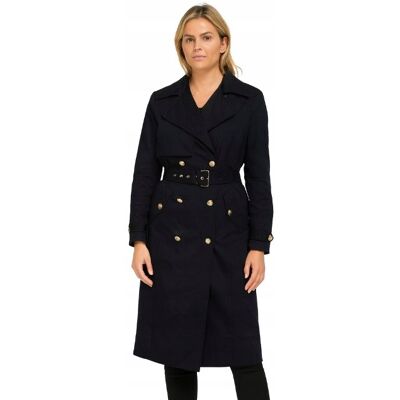 River Island Granatowy Płaszcz Klasyczny z Paskiem Bawełna 38 Kwa River Island Granatowy Płaszcz Klasyczny z Paskiem Bawełna 38 Kwa