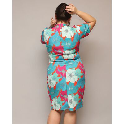 Inny producent Royalfashion Damska sukienka tkaninowa w kwiaty PLUS SIZE-3XL-46 Inny producent Royalfashion Damska sukienka tkaninowa w kwiaty PLUS SIZE-3XL-46