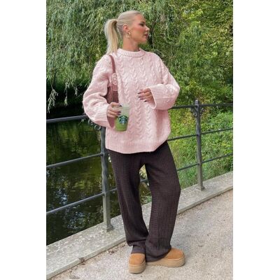 Inny producent RÓŻOWY SWETER DAMSKI Z WARKOCZOWYM WZOREM Z GOLFEM M 5GA* Inny producent RÓŻOWY SWETER DAMSKI Z WARKOCZOWYM WZOREM Z GOLFEM M 5GA*
