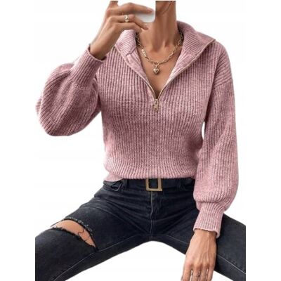Shein Sweter Damski Różowy Z Zamkiem Basic 38 Łsf Shein Sweter Damski Różowy Z Zamkiem Basic 38 Łsf