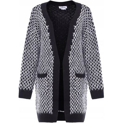 Inny producent SIDONA CZARNO-BIAŁY SWETER DAMSKI WZÓR SIATKA LUŹNY M/L 27BA Inny producent SIDONA CZARNO-BIAŁY SWETER DAMSKI WZÓR SIATKA LUŹNY M/L 27BA