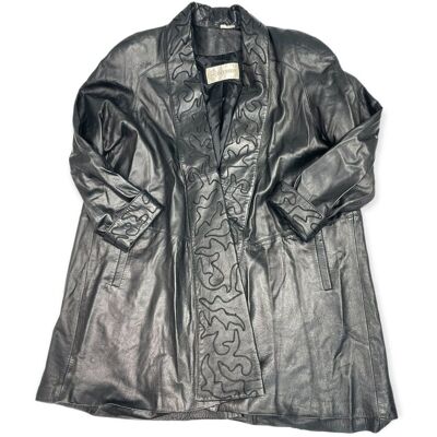 inna (Inny) Skórzany czarny płaszcz damski Deerskin L inna (Inny) Skórzany czarny płaszcz damski Deerskin L