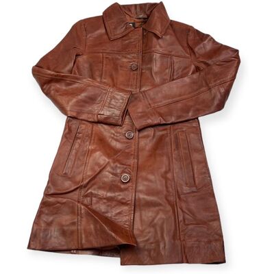 Inny producent Skórzany płaszcz damski Real Leather XS Inny producent Skórzany płaszcz damski Real Leather XS