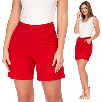 Spodenki Damskie Bawełniane Eleganckie Z Paskiem Krótkie Szorty Moraj S Red Spodenki Damskie Bawełniane Eleganckie Z Paskiem Krótkie Szorty Moraj S Red