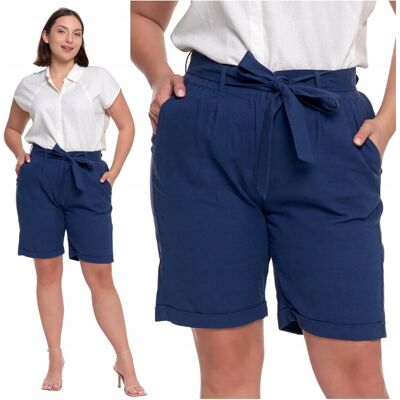 Spodenki Damskie Lniane Z Kieszeniami Wygodne Z Wiązaniem Szorty Moraj M Navy Spodenki Damskie Lniane Z Kieszeniami Wygodne Z Wiązaniem Szorty Moraj M Navy
