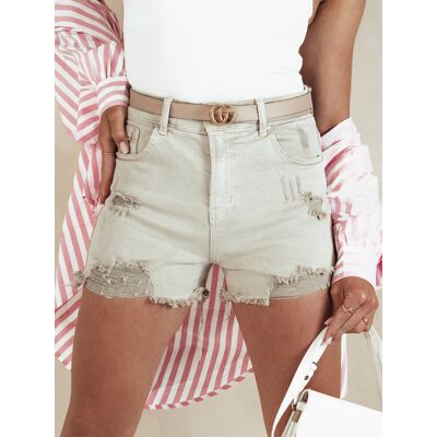 Spodenki damskie POPGLAM beżowe Dstreet SY0399-XL Spodenki damskie POPGLAM beżowe Dstreet SY0399-XL