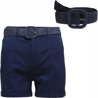 Spodenki Damskie Szorty Z Paskiem Bawełna Wygodne Z Kieszeniami Moraj S Navy Spodenki Damskie Szorty Z Paskiem Bawełna Wygodne Z Kieszeniami Moraj S Navy