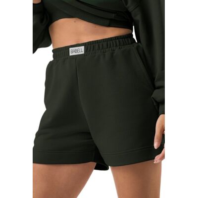 Spodenki dresowe damskie z wysokim stanem Babell kod 3007 ciemnozielone XL Spodenki dresowe damskie z wysokim stanem Babell kod 3007 ciemnozielone XL