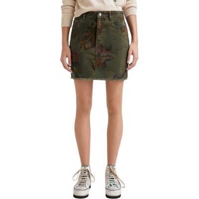 Spódnica damska Desigual Davos khaki jeansowa mini-L Spódnica damska Desigual Davos khaki jeansowa mini-L