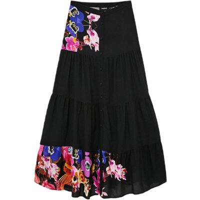 Spódnica damska Desigual Mans czarna rozkloszowana długa-XS Spódnica damska Desigual Mans czarna rozkloszowana długa-XS