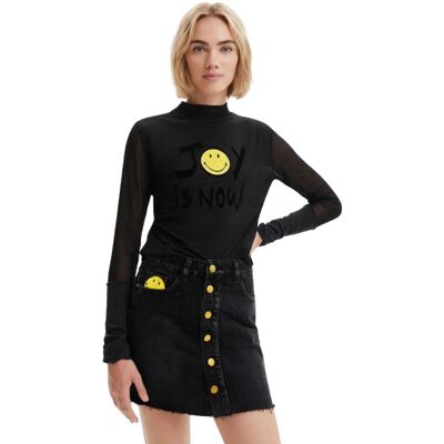 Spódnica damska Desigual Smiley czarna jeansowa mini-XS Spódnica damska Desigual Smiley czarna jeansowa mini-XS