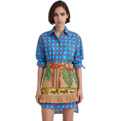 Spódnica damska Desigual x Stella Jean Fresh Coffe z motywem worka kawy Spódnica damska Desigual x Stella Jean Fresh Coffe z motywem worka kawy